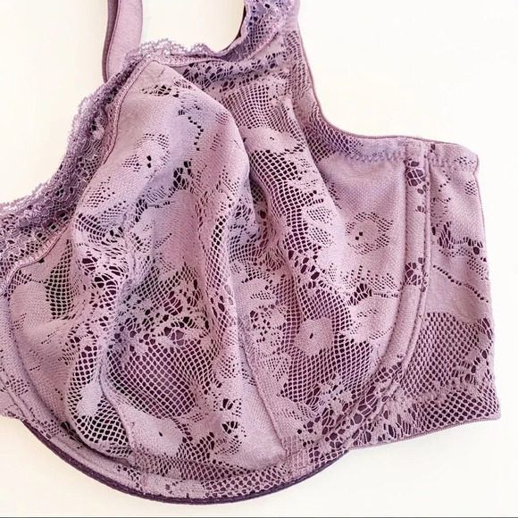 Cacique Purple Lace Cup Bra Full Coverage Brassiere 40DD Curvy Plus-size - Picture 3 of 12